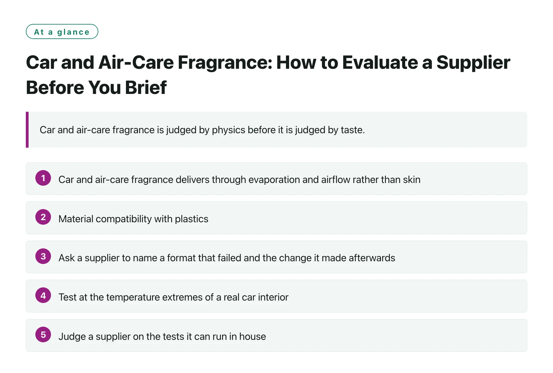 Car and Air-Care Fragrance: How to Evaluate a Supplier Before You Brief——全文要点速览